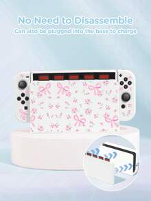 Ayotu 適用於 Switch/Switch OLED/Switch Lite 花卉與蝴蝶結圖案遊戲主機外殼與配件，套裝包含保護殼、收納袋、底座外殼、控制器保護套及多款配件可供選擇，返校禮物/生日禮物/週年禮物 - 查看 9