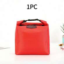 Red Waterproof Large Capacity Portable Lunch Bag, Office Student Lunch Box Bag, Portable Picnic Storage Bag, Kitchen Gadget, Simple Fashion Multi-Functional Insulated Bag - Multicolor - View 13