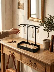 Jewelry Storage Box, Jewelry Box, Used For Storing Necklaces, Earrings, Jewelry, Keys, Perfume, Lipstick, Glasses And Watches. Space-Saving Multifunctional Storage Rack, Durable Plastic Design, Suitable For Small Spaces, Perfect Gift For Living Room. - Multicolor - View 2
