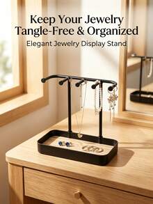 Jewelry Storage Box, Jewelry Box, Used For Storing Necklaces, Earrings, Jewelry, Keys, Perfume, Lipstick, Glasses And Watches. Space-Saving Multifunctional Storage Rack, Durable Plastic Design, Suitable For Small Spaces, Perfect Gift For Living Room. - Multicolor - View 1