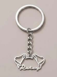 Custom Dog Ear Name Keychain, Personalized Pet Name Key Ring, Custom Dog Breed Silhouette Pendant, Stainless Steel Key Chain Accessory, Pet Lover Gift - Multicolor - View 2