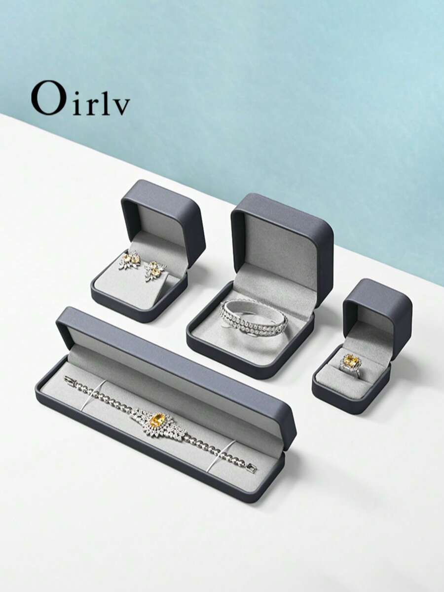 Oirlv PU皮革珠寶盒 珠寶收納盒 婚戒盒 耳環手鍊項鍊收納盒 禮品戒指珠寶包裝盒 婚禮禮品盒