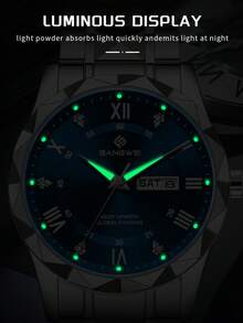 LIGE Fashion Casual Luxury Men's Watch, Waterproof Luminous Quartz Watch With Calendar Dial Wristwatch - Silver - View 5