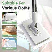 Reusable Facial Cloth Mop With 4Pcs Mop Cloths, Wet & Dry Dual Use Cleaning Mop,One-Button Detachable Flat Mop, Automatic Clamp Design, No-Hand Wash Household Mop Suitable For Floors, Windows, Kitchens And Bathrooms - A - 查看 5