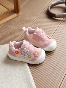1 Pair Baby Girl Soft Sole Walking Shoes, Spring/Summer Cartoon Closed-Toe Shoes - Pink - View 6
