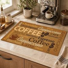 1pc Vintage Coffee English Text Pattern Diatomaceous Earth Kitchen Drain Mat, Quick-Drying Non-Slip Coffee Machine Mat And Dish Drying Pad, Suitable For Kitchen Countertop And Holiday Home Decor - Multicolor - View 4