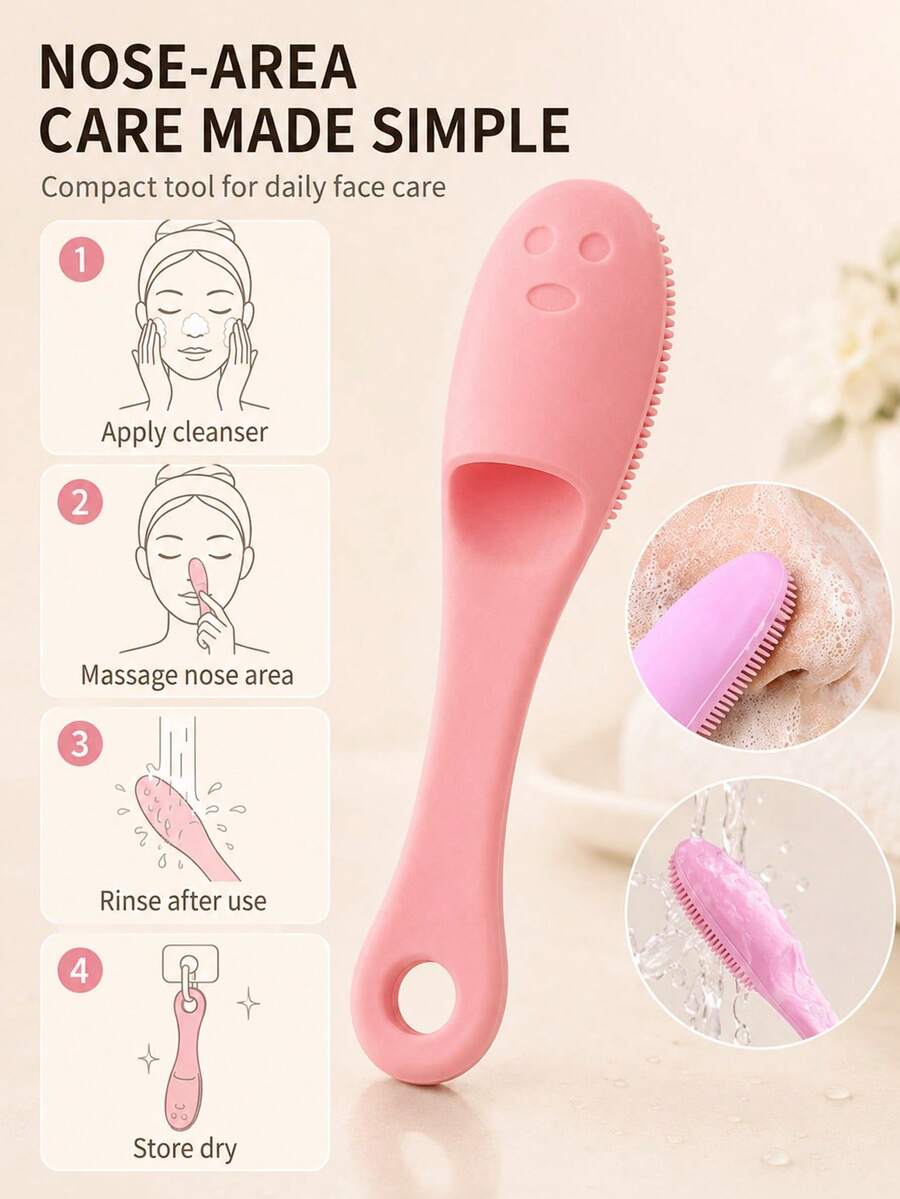 5pcsSilicone Nose Cleaning Brush Is Suitable For Blackhead And Pore Cleaning, Massage Tool, Daily Skin Care, School, Family, Travel, And Gift Giving - Multicolor - View 1