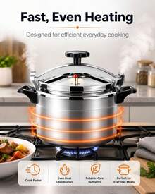 11qt Stainless Steel Pressure Cooker Large Capacity Pot For Family Meals Induction Gas Stove Compatible Silver - View 5