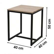 Juego de 2 Mesas Auxiliares Nido Cuatrados de Madera Diseño Industrial Colorado Joya Estructura Metálica Tapa MDF Acabado Roble Metal Negro Autoensamblaje - Color default - Ver 10