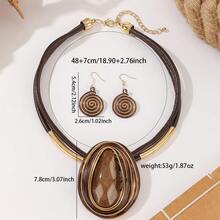Vintage Fashion Exaggerated Water Drop Resin Colorful Necklace - Brown - View 2