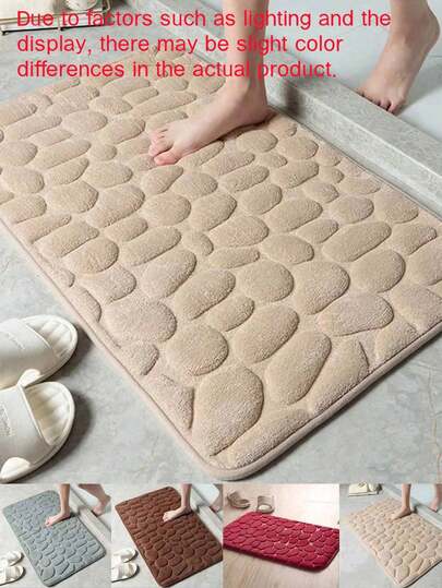 1pc Thickened Absorbent Anti-Slip Fiber Pebble Pattern Doormat, Home Bathroom Decor, Bath Mat, Floor Carpet, Outdoor Rug, Entrance Decor, Autumn Decoration, Bathroom Accessories, Back To School (Beige With Orange Tint)