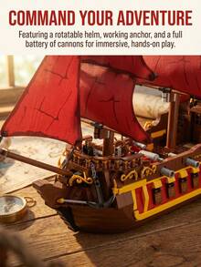 Pirate Ship Model Assembly Kit, Creative DIY Puzzle Toy, Suitable For Adults 18+, Vintage Nautical Style Desktop Decor, Exclusive Commemorative Gift, Premium Gift For Men Collectors Or Leisure Hobbyists - Multicolor - View 4