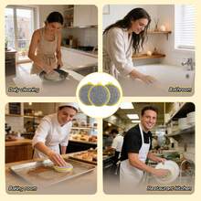 Double-Sided Dishwashing Sponge, Double-Sided Kitchen Cloth, Cleaning Sponge, Pot Scrubbing Sponge, Multi-Purpose Absorbent Sponge, Dish Cleaning Brush, Durable Reusable Kitchen Cleaning Sponge, Kitchen Supplies, Home Products - Multiple Styles - View 2