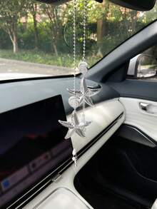 Creative Starfish Car Hanging Ornament, Rearview Mirror Decoration, Car Interior Hanging Decor, Car Rearview Mirror Decorative Pendant - A - View 2