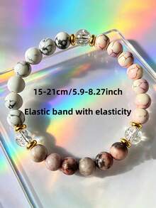 YAUKIA 8mm Elegant Pink Zebra Love Beaded Bracelet,Rhodonite, Money Wealth Luck, Boho Jewelry, Yoga Meditation For Beach Holiday Birthday Party Holiday Gifts - Multicolor - View 9
