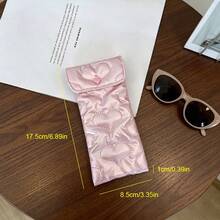 Ins Glossy Bow & Heart Embossed Glasses Storage Bag, Travel Portable Fashion Glasses Organizer, Multi-Function Small Item Storage - Multicolor - View 8