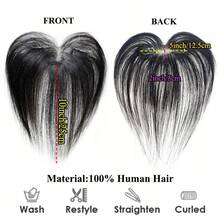 Real Human Hair Forehead Topper Clips In Hair Bangs With Temple Lace Base Hair Frontal Curtain Realistic & Breathable Hair Fringe Hand Knotted Lace Hair Pieces For Women - Multicolor - View 3