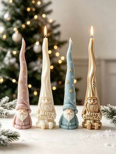 3D Santa Claus Aromatherapy Candle Silicone Mold, DIY Christmas Long Wick Candle Decoration Ornament