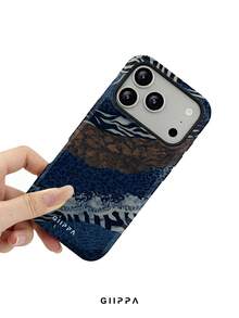 GIIPPA 1pc Vintage Blue Rock Layer Animal Print Patchwork Design Phone Case, Compatible With Phone 17 Pro Max, 16 Pro Max, 15 Pro Max, 14 Pro Max, 11/12/13/14/15/75 Pro Max Plus, Korean Style High-End Fashion Fun Elegant Design For Men And Women, Perfect Gift For Girlfriend On Christmas, Valentine's Day, Easter, Wedding Season And Birthday - Blue - View 5