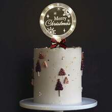 3pcs/1pc Merry Christmas Cake Topper With Light Illumination, Christmas Cake Decoration Party Supplies - Multicolor - View 5