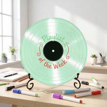 1pc Record Plaque, Blank Acrylic Vinyl Record Shape, DIY Signature Guest Sign Board With Metal Stand For Wedding, Party, Tabletop Party Decor - DIY Record Figurines - View 3