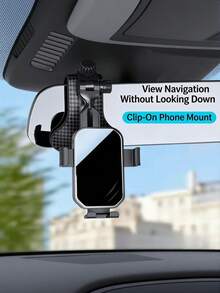 Car Phone Holder Clip-On Dashboard Universal Anti-Shake Stable Car Navigation Mount - Black - View 2