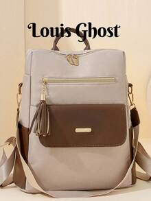 Fashion Women's Travel Backpack, Large Capacity, Anti-Theft Design, Multi-Functional Style, Suitable For Street Style, With Laptop Compartment, Ready-To-Use Backpack, Suitable For Teenagers, Women, College Students, Middle And High School Students, Outdoor, Travel, Picnic, Elementary School Students, Office Use - Beige - View 2