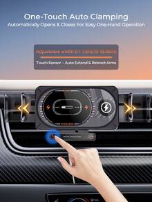 REMAX 15W Wireless Car Charger Phone Mount With Auto-Clamping & Auto Rotation, Fits Foldable & Regular Phones, Adjustable Charging Coil, Built-In 150mAh Battery, RGB Ambient Light, Stable Triangle Hook Design, Car Accessories, Car Essentials, Car Stuff - Charger Mount - View 4