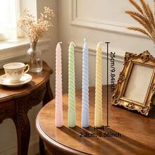 1/4pcs Nordic Style Spiral Tapered Candles, 0.86*9.84 Inches, 4 Colors Available, Suitable For Home Decor, Wedding Arrangement, Excellent Gift Choice, Tabletop Decoration, Gift For Women - Multiple Styles - View 16