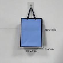 5pcs Blue Gift Bags With Ribbon Handles And Black Edges, Lightweight Foldable Vertical Bags, Suitable For Weddings, Retail, Parties, Birthdays And More - Blue Background With Black Border - View 7