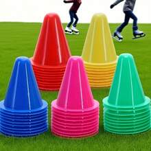 17 Colorful And Flexible Training Cones - Red, Yellow, Green, Blue, Pink (5 Colors Sent Randomly), Stackable Base For Enhanced Stability - Suitable For Indoor/Outdoor Sports, Skating Practice, Gym, Playground - Durable Plastic Material - Upgraded Version - View 4