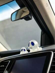 Adorno de tablero de coche con fantasmita de ojos azules que brilla en la oscuridad, esqueleto transparente decorativo creativo para el interior del coche, accesorio de coche con combinación de fantasma que brilla en la oscuridad, adorno de atmósfera de tablero de coche con árbol de dibujos animados de ojos azules transparente - fantasma - Ver 5