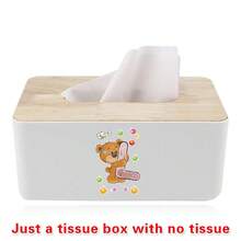 Nordic Tissue Box Bamboo-Lid Solid Wood Storage Case Desktop Napkin Holder Car Paper Dispenser Dormitory Organizer Box Holiday Decoration Storage Suitable For Home Office Use Initial Name 26 Letters Pattern - White - View 28