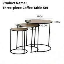 Nordic And Japanese Style Creative Round Coffee Table Bedside Table Three Pieces Combination Corner Table Side Cabinet High-End Alphabet Table - Camel - View 5