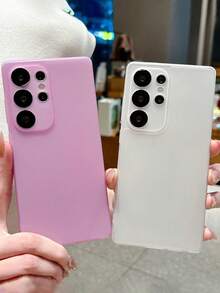 三星 Galaxy S26Ultra S25Ultra S24Ultra S23Ultra 相容高級半透明磨砂相機保護手機殼 糖果色壓克力軟邊後蓋 - 白色 - 查看 3