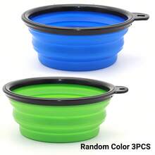 3PCS Dog Cat Portable Bowl Foldable Silicone Pet Food Water Bowl Compact Lightweight Durable Easy Clean Travel Pet Accessory Space Saving Collapsible Feeding Dish For Walking Hiking Camping Vacation Outdoor Daily Use Reusable Portable Pet Feeding - Multi-color - View 13
