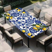 1pc Elastic Edge Tablecloth, Vibrant Lemon Pattern Stretch Tablecloth - Combination Of Fashionable Decoration And Practical Design, Outdoor Table Set, Picnic Accessory, Suitable For Indoor And Outdoor Use. - A - View 4