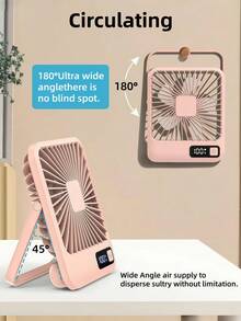 1PC 5-Speed 180° Foldable Desk Fan, Desktop & Hanging Dual Use, Quiet USB Rechargeable, Multi-Angle Airflow For Home, Office & Outdoor - Multicolor - View 4