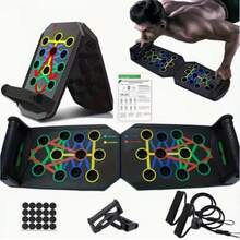 5pcs Multi-Function Push-Up Board Fitness Set With Resistance Band, Jump Rope And Training Handles, Home Gym Chest, Arm And Core Strength Training Equipment, Durable PP Material - Multi-Function Home Fitness Equipment, Chest Trainer, Strength Training Device, Black, Fitness Accessories, Christmas Gift - Multicolor - View 4
