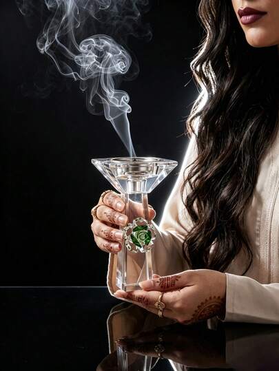 Nordic Luxury Crystal Glass Flower Incense Burner | Transparent Crystal Glass Aromatherapy Burner Decor, Arabic Bakhoor Oud Incense Burner, Palo Santo Holy Wood Incense Holder, Modern Minimalist Home Decor, Zen Meditation Aromatherapy Burner, Suitable For Yoga, SPA, Sleep Aid, Relaxation And Stress Relief, High-End Living Room, Bedroom, Study Desk Decoration