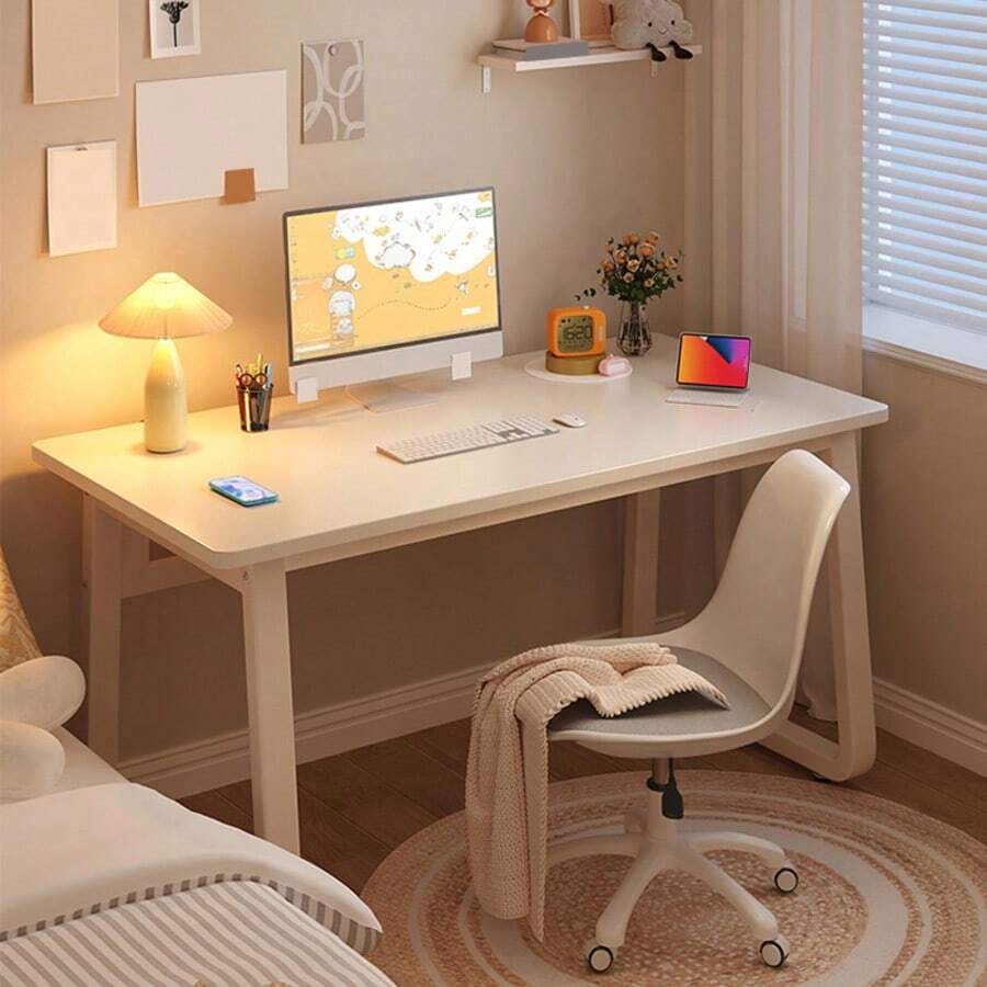 Modern Gaming Computer Desk, Simple Style Home Office Writing Table, Study Corner PC Work Desk For Bedroom - White - View 1