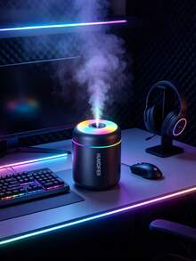 1pc Portable USB Car Air Humidifier, RGB 7-Color Gradient Ambient Light, Quiet Cold Mist Aromatherapy Diffuser, Mini Desktop Humidifier, Suitable For Car, Bedroom, Office, Travel - one-size - View 3