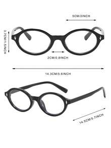 1 Pair Women's Round Frame Personalized Rivet Street Style Fashion Decorative Non-Prescription Glasses - glossy black - View 5