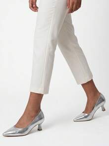 Comfortable High-End Plus Size Pointed Toe High Heel Women Shoes - Silver - View 2