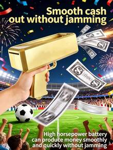Super Money Gun Toy, Perfect For Lively Party Atmosphere, Use By Raising Up During Football Games And Competition Parties, Includes 10 Pieces Of Prop Dollars - Multicolor - View 1