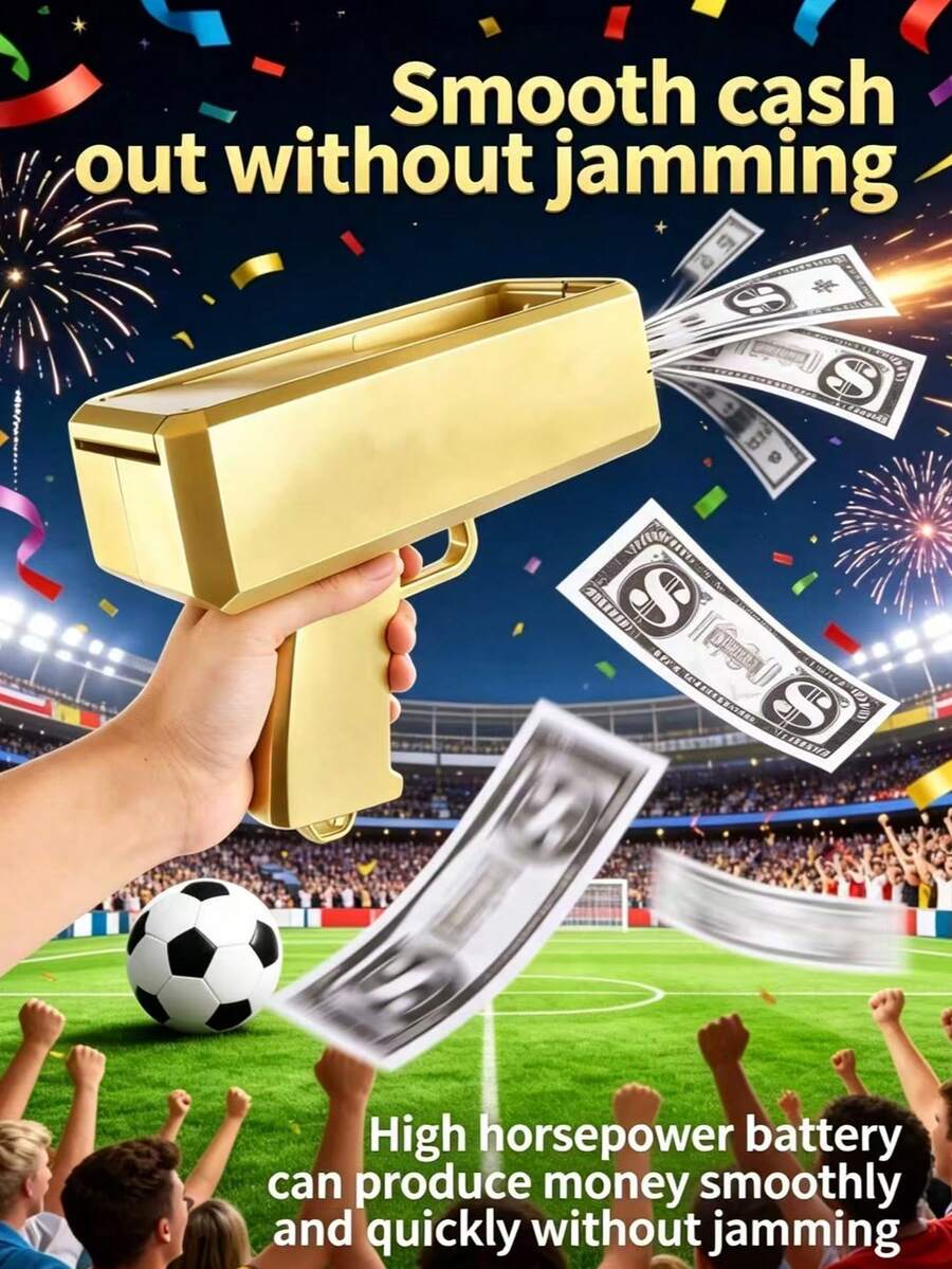 Super Money Gun Toy, Perfect For Lively Party Atmosphere, Use By Raising Up During Football Games And Competition Parties, Includes 10 Pieces Of Prop Dollars - Multicolor - View 1