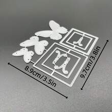 1 st kreativ rektangulär ram i metall med fjärilsmotiv, präglingsmall för scrapbooking, utklippsmall för handgjorda kort till födelsedag och bröllop, presentkortstillverkning - Fjäril - Visa 4