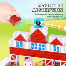 54/108pcs Magnetic Building Blocks Set - Farm Animals & Farmer Theme STEM Learning Toy, DIY Magnetic Cube Blocks, Creative Construction Educational Toy For Kids, Perfect Gift For Christmas, Birthday, Easter - Multicolor - View 8