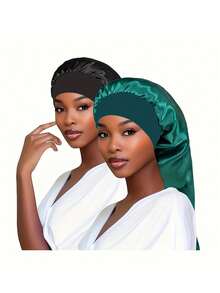 1pc Women's Satin-Lined Bonnet With Elastic Band, Various Colors, Soft Polyester Jersey Lined Long Hair Bonnet, Sleep Cap For Women, Solid Color Nightcap For Bathing & Sleeping, Spring/Summer/Fall Sleep Bonnet - A - View 27