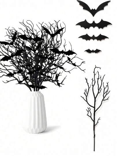 1/10pcs Halloween Black Dead Tree Branches, Versatile Artificial Plants, Halloween Photography Props, Halloween Deoration, Suitable For Home And Garden Decor, Perfect For Halloween, Christmas, Easter, And Other Holiday Celebrations And Party Settings